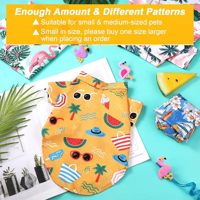 Weewooday 4 Pieces Small Pet Summer T-Shirts Hawaii Style Floral Pet Dog Shirt Breathable Cool Clothes Beach Seaside Puppy Sweatshirt for Puppy(Lovely Style,Small)