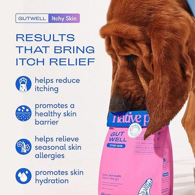Native Pet Dog Itching Skin Relief Supplement - Allergy Support Powder Triple-biotic with Zinc and Vitamin E - Seasonal Itch Relief for Dogs - 60 Scoops