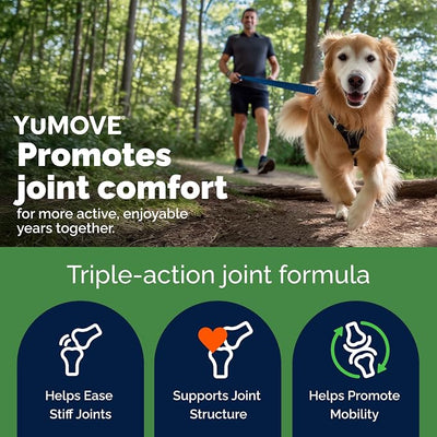 YuMOVE Dog Hip & Joint Supplement, Regular or Advanced Strength - ActivEase Green Lipped Mussel, Glucosamine, Hyaluronic Acid & Omega 3 - Chewable Tablets (240ct Chewable Tablets, Advanced Strength)