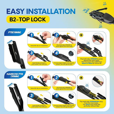 5 PLUS 26 and 19 Inch Front Wiper Blades 2-Pack, Size Pair Options | Windshield Wiper Size Pairs, Multi-Adapter Design, Smooth Wiping, All-Weather Performance, Easy Install