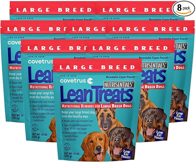 Nutrisential Lean Treats for Large Dogs - Soft Dog Treats for Large Dogs - Nutritional Low Fat Bite Size - Chicken Flavor - 10oz - 8 Pack