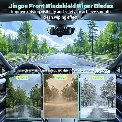 15" + 15" Front Windshield Wiper Blades Compatible with 2007-2017 Jeep Wrangler OEM QUALITY Premium All-Season Automotive Replacement Wipers(Pack of 2)