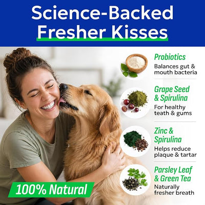 BARK&SPARK Dog Teeth Breath Freshener Chews, Dental Cleaning Treats for Bright Smile - Plaque, Tartar and Bad Breath Advanced Remover for Dogs, Pet Oral Care Bright Co Lab Pro Formula - 90 Servings