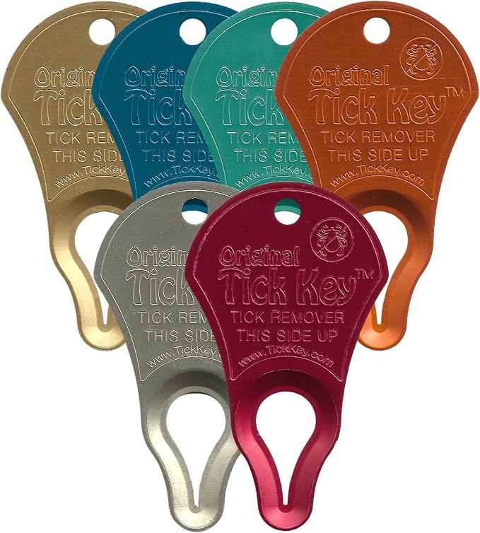 The Original Tick Key Tick Removal Device - Portable, Safe and Highly Effective Tick Removal Tool - Assorted Colors 6 Pack