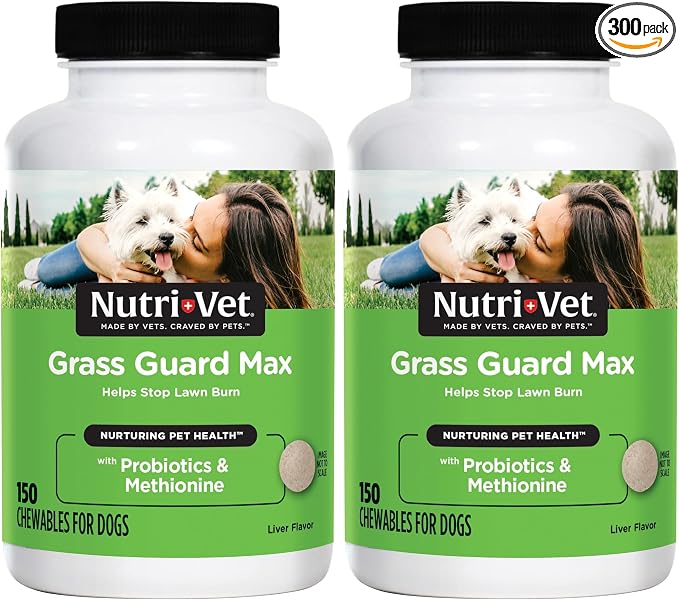 Grass Guard Chewables, Lawn Burn Prevention, Dog Urine Neutralizer for Grass, Gut Health Support with Probiotic and Enzymes, Dog Probiotics, Pet Supplement Tablets, 150 Count (Pack of 2)