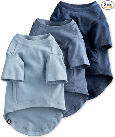 Pet Passion Toby II - The Perfect Tee, 3 Pack Short Sleeve Pet T-Shirt 100% Organic Cotton Tees Clothes for Small, Medium, Large Dogs, Navy Ombre, XX-Large (70-110 lbs)