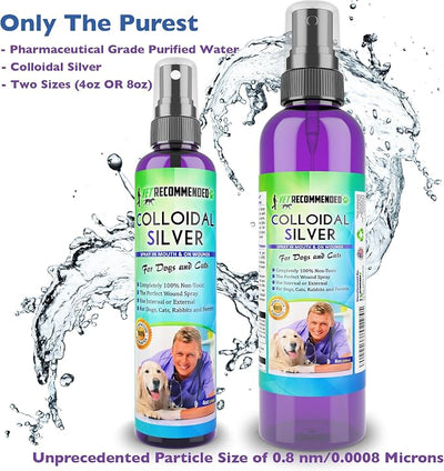 Vet Recommended Colloidal Silver for Dogs and Cats, Colloidal Silver Spray that Works as Natural Hot Spot Solution for Dogs - Made in USA (8oz/240ml)