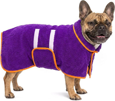 Bienbee Dog Bathrobe, Quick Drying Super Absorbent Pet Robes for Small Medium Large Dogs, Drying Coat for After Bath & Swim, Warm & Cozy Dogs Towels, Dog Puppy Bath Supplies, Purple M