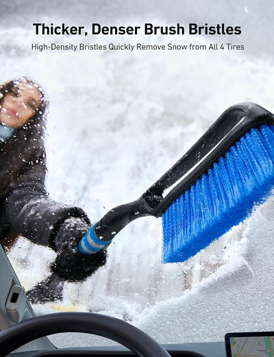 AstroAI 27" 2-in-1 Detachable Snow Brush & Ice Scrapers for Car Windshield | Snow Removers with No-Scratch Bristles, Ergonomic Handles & Easy Storage, Winter Accessories for Cars, SUVs, Trucks (Blue)