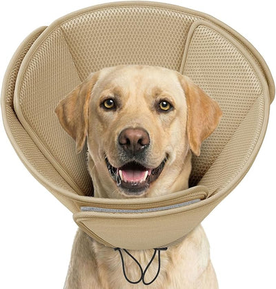 AOFITEE Soft Dog Cone Collar Anti-Licking, Dog Cone Alternative After Surgery, Elizabethan Cones for Large Dogs Post-Surgery, Neuter Recovery Pet Dogs E-Collar(Khaki,X-Large)