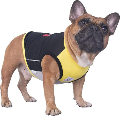 iChoue French Bulldog Summer Cooling Shirt for Dogs UV Sun Protection Vest Sleeveless Stretchy Tank Top English Pug Yellow Black - Small