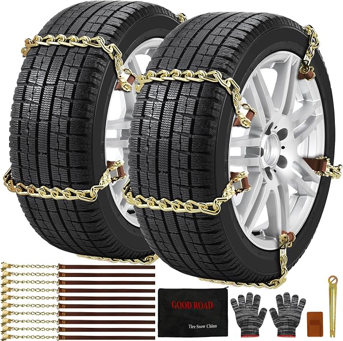 10pcs 175-285mm Anti Slip Tire Snow Chains | Emergency Anti-Slip Blocks, Fits Cars, SUV, Trucks & Lawn Tractors, Great Traction on Icy, Snowy & Muddy Roads