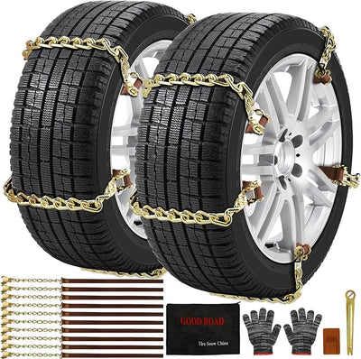10pcs 175-285mm Anti Slip Tire Snow Chains | Emergency Anti-Slip Blocks, Fits Cars, SUV, Trucks & Lawn Tractors, Great Traction on Icy, Snowy & Muddy Roads