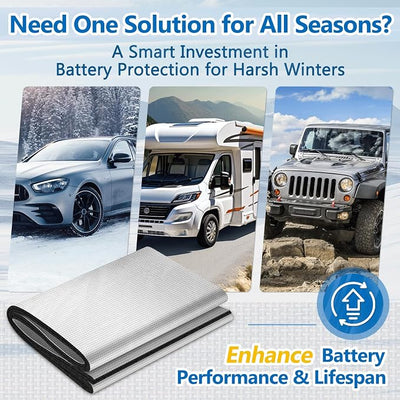UCINNOVATE Universal Car Battery Blanket, 40"x7" Battery Insulation Kit for Cold Weather, Thermal Wrap Heat Shield Barrier for Car Vehicle Truck Marine RV Battery, Extreme Temperature Protection Cover