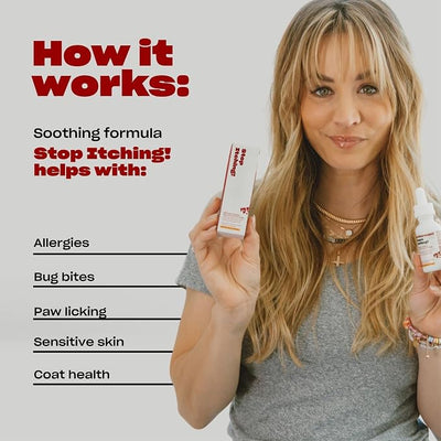 OH NORMAN! Stop Itching by Kaley Cuoco, All-Natural Itch Relief Supplement for Dogs, Vet Nutritionist-Backed,for All Life Stages and Breeds, 1 Fl Oz