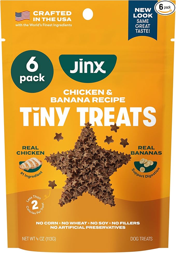 Chicken & Banana Training Treats for Dogs and Puppies, Low-Calorie, All Natural, Slow-Smoked Real Chicken, No Fillers 4oz, 6 Pack
