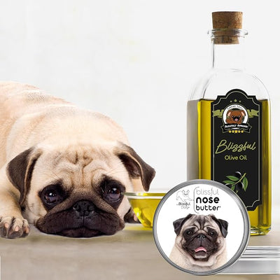 The Blissful Dog Fawn Pug Nose Butter, Versatile Dog Nose Balm for Dry Nose, Handcrafted Nose Moisturizer, Easy-to-Apply Dog Essentials, Unscented, 8 oz.