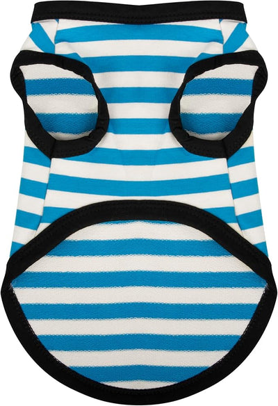 Paiaite Dog Striped Shirt Happy Color Cotton Sleeveless Puppy Pet Shirts Breathable Apparel Tank Top Colorful Puppy Sweatshirt Clothes for Small Medium Dogs Blue 4XL