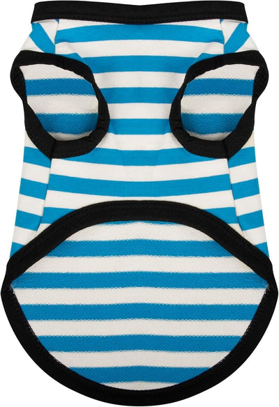 Paiaite Dog Shirt Striped Cotton Sleeveless Tank Top Blue M