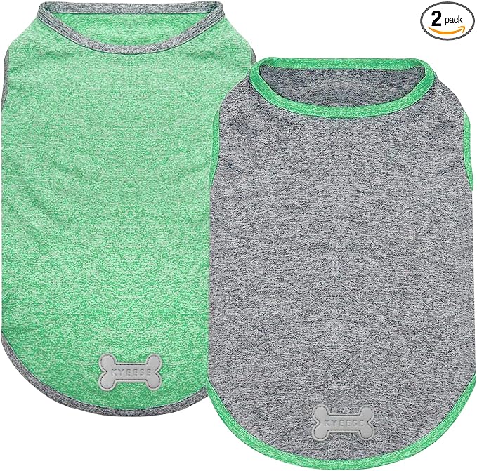 2Pack Dog Shirt, Lightweight Sun Protection Sleeveless Dog T Shirts for Small Medium Dogs Boy, Breathable Pet Reflective Tank Top Summer Dogs Clothes for Outdoor Walking, Grey+Dark Green, XL