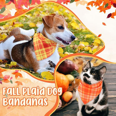 Abbylike 50 Pcs Fall Plaid Dog Bandanas Bulk Autumn Gingham Bandanas for Dogs Triangle Kerchief Bib Scarf for Pet Thanksgiving Party Costume Photo Props Accessories, 25 Styles(19.7 x 13.8 x 13.8)