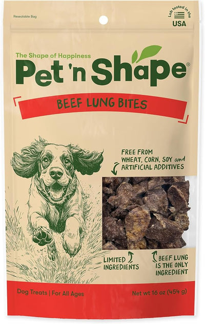 Pet 'n Shape Beef Lung Dog Treats – Made and Sourced in the USA - Training Treat, 1 Pound