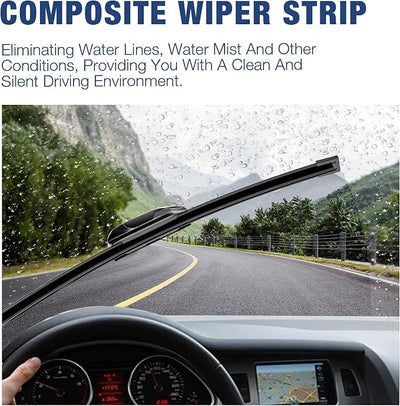 13"+13" Water Repellent Windshield Wiper Blades Replacement for JEEP Wrangler TJ 2006 2005 2004 2003 2002 2001 2000 1999 1998 1997 Silicone Automotive Replacement Windshield Wiper Blades