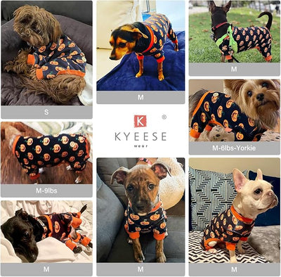 KYEESE Halloween Dog Pajamas for Small Dogs Boy Girl Adorable Pumpkin Dog Pjs Pet Onesie Stretchable Doggy Clothes 4 Legs Festival Doggie Jammies Cat Pajamas Halloween Costumes,Small