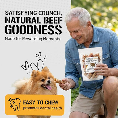Dog Chits Beef Trachea Dog Chews - 100% Single Ingredient, High Protein, Low Fat - Glucosamine for Joint Support - Dental-Clean Crunch - Digestible Rawhide-Free, Natural Dog Chew Treats - 6inch, 8pack