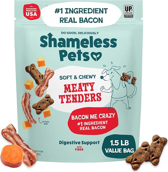Soft & Chewy Dog Treats, Bacon Me Crazy Meaty Tenders, 1.5lb – Real Bacon is 1st Ingredient – Grain Free, No Corn or Soy – Digestive Support – for Small, Medium & Large Dogs