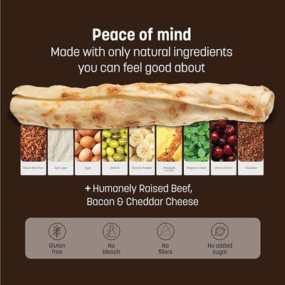 Earth Animal No Hide Chews - from the Grill Rolls Bacon Cheeseburger Flavor Rawhide Free Medium Dog Chews - 3 Count