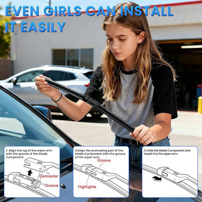 ANIKLUIM® Wiper Blades: 3-Pack Windshield Wipers for NX300 NX300h 2018-2021 - All-Season Beam Design - Plug and Play - Exact Replacement for Lexus Cars (26''/16''/12'')