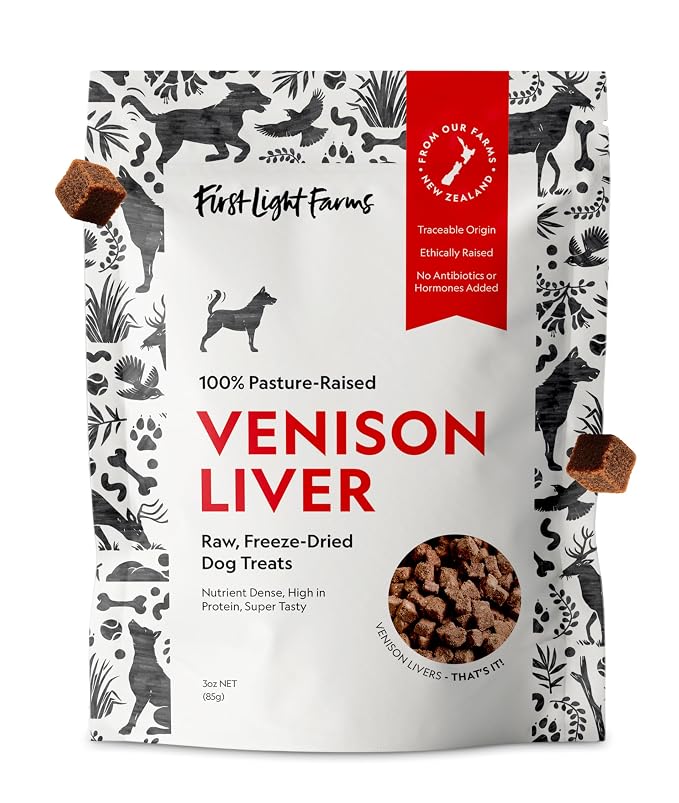 Freeze-Dried Venison Liver Dog Treats | 3oz Bag | 100% Single Ingredient | Free-Range, Pasture-Raised | Nutrient-Dense, High Protein