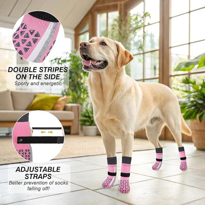 SCENEREAL Anti Slip Dog Socks to Prevent Licking Paws, Dog Shoes for Hot/Cold Pavement, Paw Protector Traction Control on Hardwood Floor, Dog Shoes Booties for Puppy Small Medium Large Senior Dogs