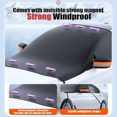 Car Windshield Snow Cover for VW Tiguan/Tiguan R/Tiguan Urban Sport/Tiguan L 2016-2022, Windshield Sun Shade Cover, Magnetic Car Anti-Snow Cover with Side Mirror Covers, Winter Frost Shield