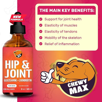 Glucosamine for Dogs | Hip and Joint Supplement | Glucosamine Chondroitin for Dogs | 2 Oz