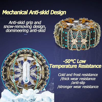 Snow Chains, Tire Chains for Car SUV Pickup Trucks, Adjustable Portable Universal Emergency Anti Skid Snow Car Tire Chains for Tire Width 225-285mm, 6 Pack