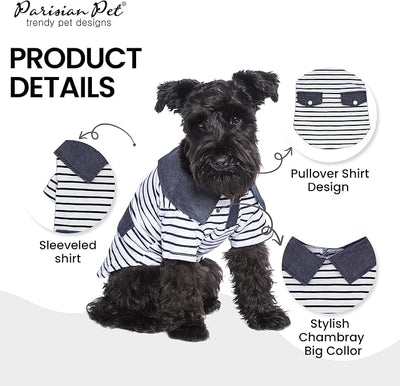 Parisian Pet Preppy Boy Polo Dog Shirt – Classic Cotton Pet Apparel with Collar - Soft Breathable Puppy T-Shirt - Cute Trendy Dog Clothes - Ideal Summer Clothes for Medium Dogs - Shirts for Dogs Boy