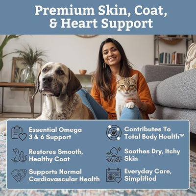 Wholistic Pet Organics Salmon Oil: Deep Sea Wild Alaskan Salmon Oil for Dogs - Omega 3 Dog Fish Oil with EPA and DHA for Skin, Coat, Heart and Nervous System Health (500 Capsules)