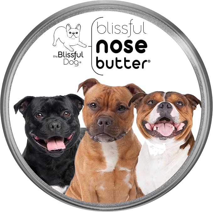 Staffordshire Bull Terrier Nose Butter for Dry, Cracked Skin, Lick-Safe Dog Nose Balm with Moisturizing Shea Butter, Almond, Olive, and Essential Oils, Pet Supplies, Uncented, 1 oz.