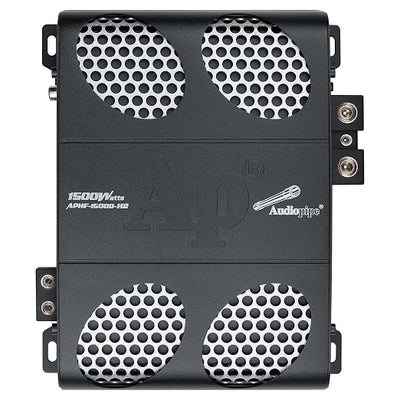 Audiopipe 1500 Watts Full Range Class D Mosfet Amplifier (APHF-1500D-H2), 4-Point Protection System, 2 Ohm, BTL Mode, Remote Bass Control Knob