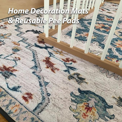 nunubaby Washable Pee Pads for Dogs, Stylish, Non-Slip and Leak-Proof Pee Pads. Reusable Potty Pads for Dogs for Crates and Floors.(Beige/Floral, 48" x48" )
