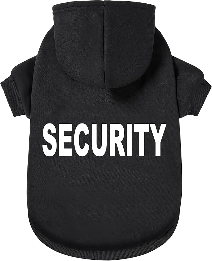 Security Dog Hoodie - Soft & Warm Dog Sweater with Leash Hole Design for Dog Cat,Dog Clothes Pullover Hoodies for Christmas, Holidays and Daily Wear (Black (Security), XX-Large)