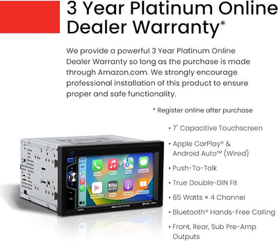 BOSS Audio Systems Elite Series BE62CP Car Stereo - Apple CarPlay, Double Din, 6.2 Inch Touchscreen, Bluetooth, No CD DVD Player, AM/FM Radio Receiver