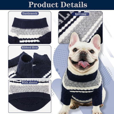 Dallas Small Dog Sweater Football Theme Turtleneck Knit Dog Sweaters for Small Pets Warm Winter Cat Dog Clothes