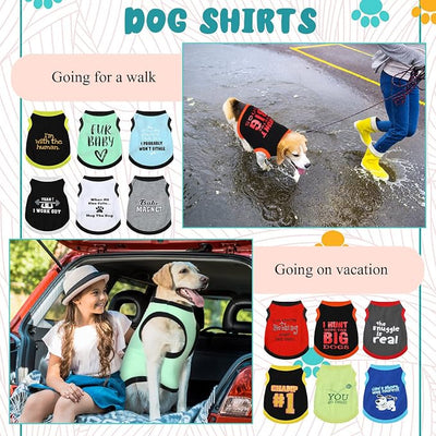 12 Pieces Dog Shirts Pet Printed Clothes with Funny Letters Summer Pet T Shirts Cool Puppy Vest Breathable Dog Outfit Soft Cat Sweatshirt for Chihuahuas Cats Accessories, 12 Styles(Small)