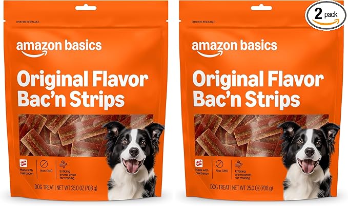 Original Flavor Bac'n Strips Dog Treats - 25 oz Bag (Pack of 2)