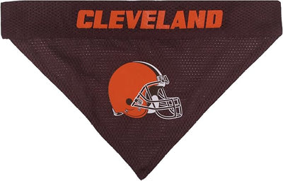 Pets First NFL DOG BANDANA - CLEVELAND BROWNS REVERSIBLE PET BANDANA. 2 Sided Sports Bandana with a PREMIUM Embroidery TEAM LOGO, Small/Medium. - 2 Sizes & 32 NFL Teams available