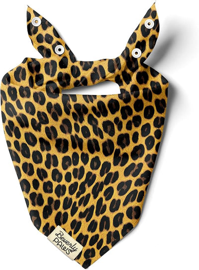 Snap-On Dog Bandana for Small Medium Large Pets, Dogs Cats Adjustable Handkerchief Scarf for Girl & Boy, Funny Cute Puppy Apparel & Accessories (Cheetah, Small)
