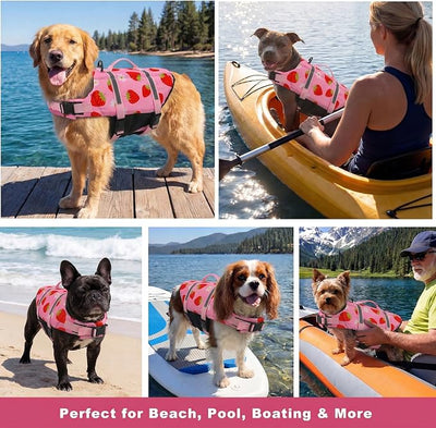 Doglay Dog Life Jacket, Dog Life Vest for Swimming Boating, Adjustable Puppy Life Jacket with Reflective Stripes, Superior Buoyancy Pet Swimming Vest for Small Medium and Large Dogs